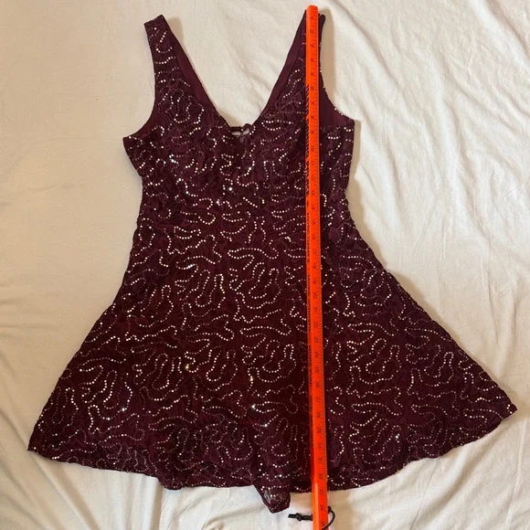 City Triangles Burgundy Sequin Fit-and-Flare prom Midi Dress - Picture 7 of 9